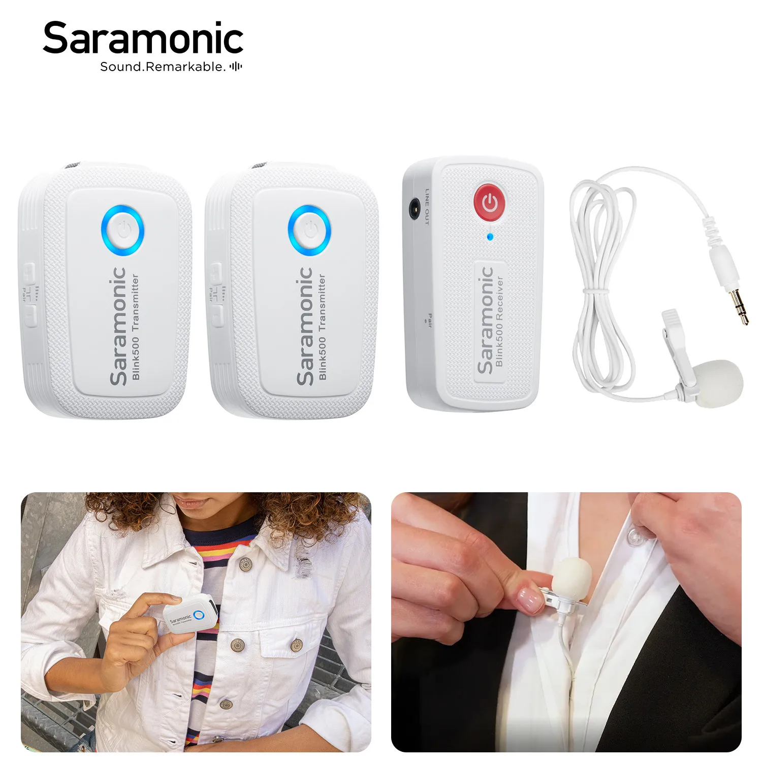 Saramonic Blink500 B1W/B2W 2.4GHz Dual-channel Condenser Wireless Lavalier Microphone for PC Mobile iPhone Android Streaming
Saramonic Blink500 B1W/B2W 2.4GHz Dual-channel Condenser Wireless Lavalier Microphone for PC Mobile iPhone Android Streaming