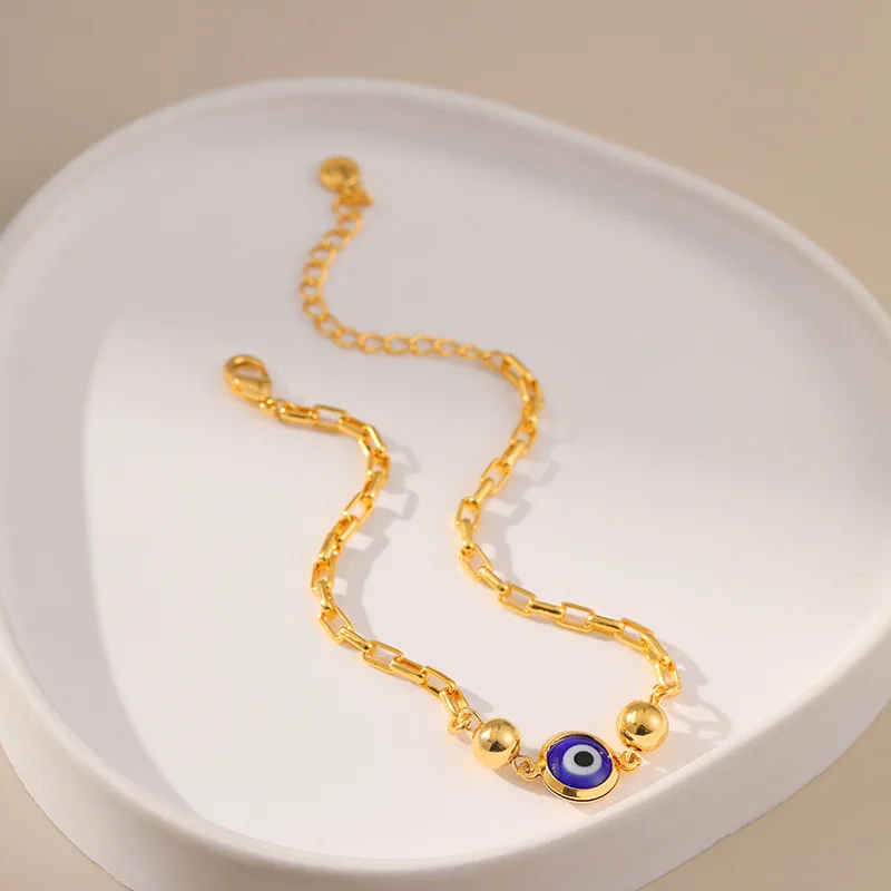 Fashion Devil's Blue Pupil Women Bracelet 18k Gold Plated Lucky Beads Popular Handstring Daily Wear Simple Jewelry Accessories
Fashion Devil's Blue Pupil Women Bracelet 18k Gold Plated Lucky Beads Popular Handstring Daily Wear Simple Jewelry Accessories
