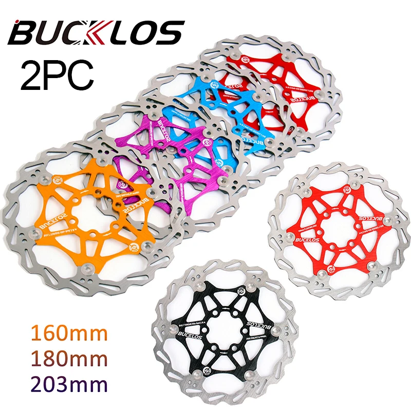 

2PC BUCKLOS Bicycle Disc Brake Rotors 160mm 180mm 203mm Bike Floating Rotor Ultralight MTB Rotor with 6 Bolts Hydraulic Brakes