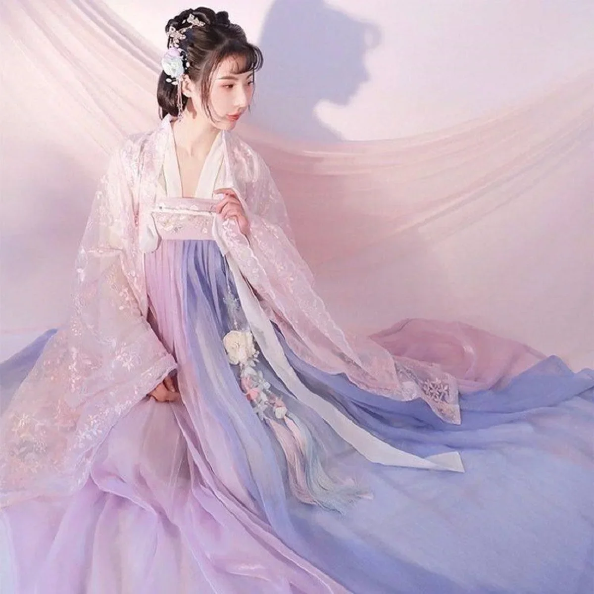 

Hanfu Женский китайский стиль старинный костюм сказочная элегантная юбка талия супер сказочная ретро одежда для выступлений старинные