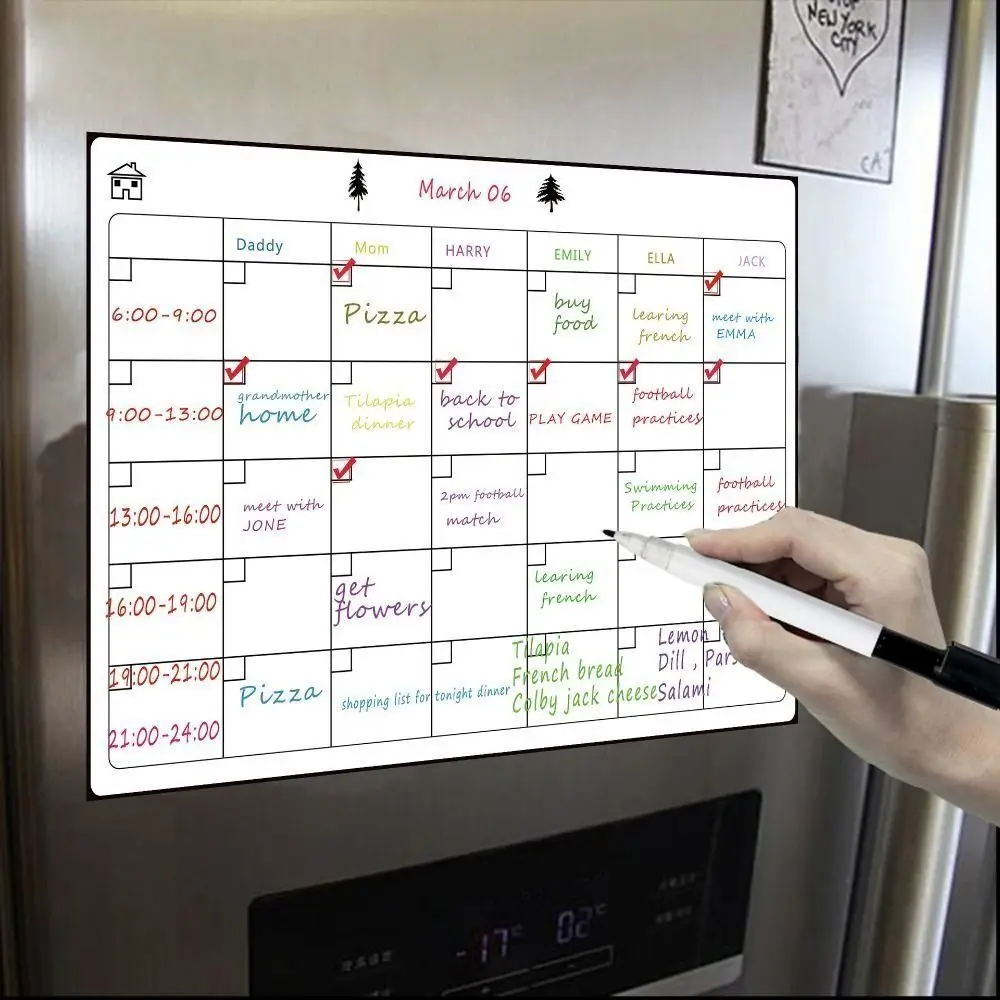 

Kitchen Whiteboard To Do List Grocery List Magnetic Month Planner Plan Notepad Fridge Stickers Memo Message Board