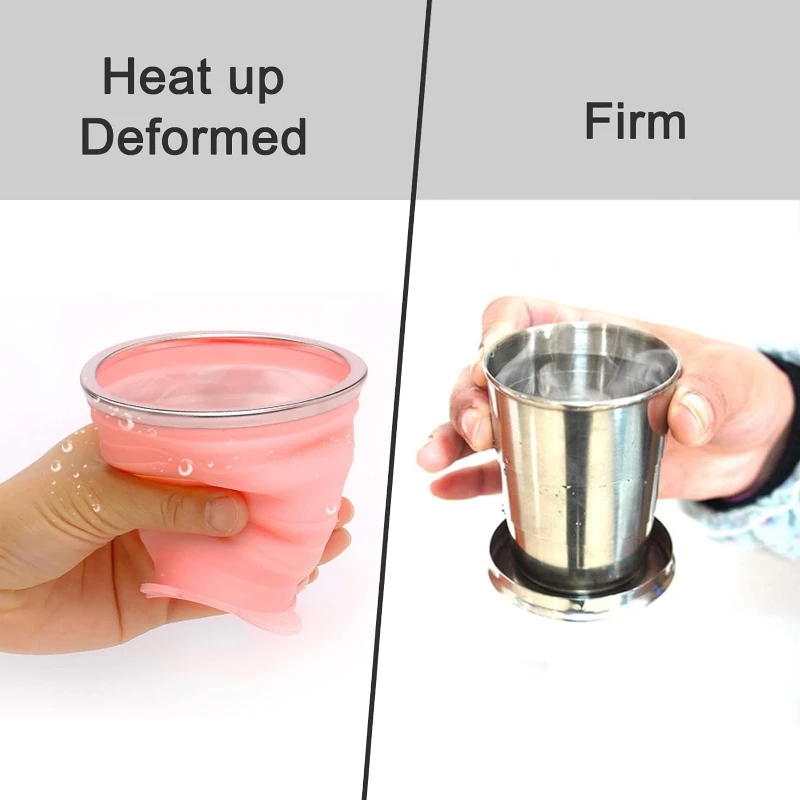 Collapsible Cup Stainless Steel Reusable Portable Travel Folding Cup with Lid and Keychain for Camping Hiking Cycling
Collapsible Cup Stainless Steel Reusable Portable Travel Folding Cup with Lid and Keychain for Camping Hiking Cycling