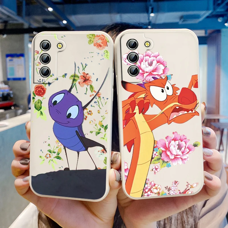 

Disney movie Mulan Mushu dragon Phone Case For Samsung Galaxy S23 S22 S21 S20 Pro FE S10 Note 20 Plus Ultra Liquid Rope Cover