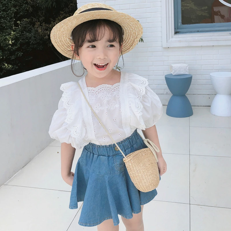 2022 Spring Summer New Girls' Suit Fresh Sweet and Lovely White Lace Delicate Coat and Denim Skirt Two-piece Set 3-8 Years Old
2022 Spring Summer New Girls' Suit Fresh Sweet and Lovely White Lace Delicate Coat and Denim Skirt Two-piece Set 3-8 Years Old