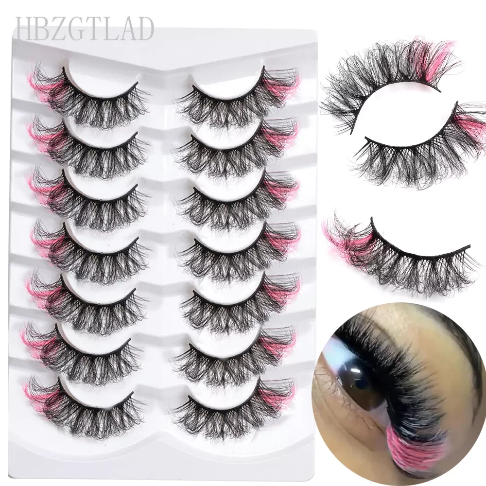 

NEW2023 7pairs 3D mink fur colorful eyelashes 8-25mm parties false lashes 3D colored eyelashes new arrivals top quality personal