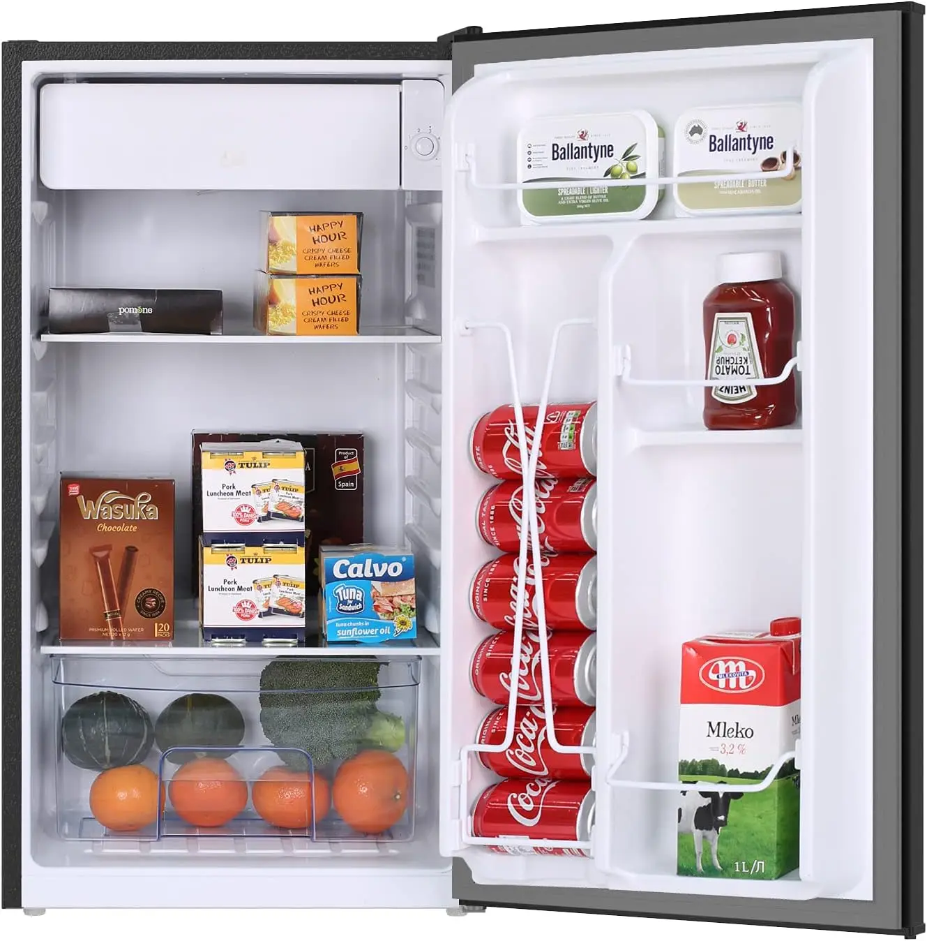 

Куб. Фут. Мини-холодильник для общежития, компактный маленький холодильник с морозильной камерой для дома, спальни, общежития, низкий уровень шума, регулируемая температура, R