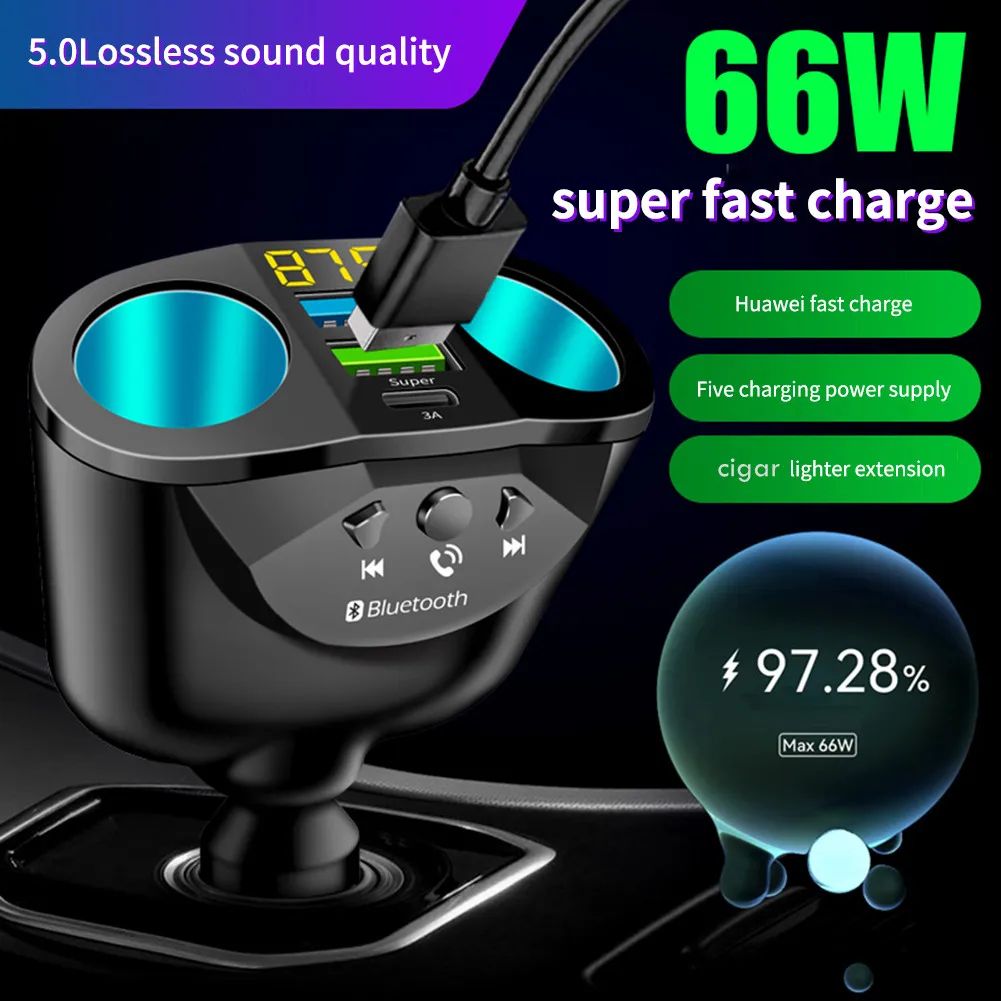 

2 Way Car Cigar Lighter Socket Splitter DC 12V Dual USB+PD Chargers Adapter QC3.0/4.8A 360°rotatable For Most Cigar Lighters.