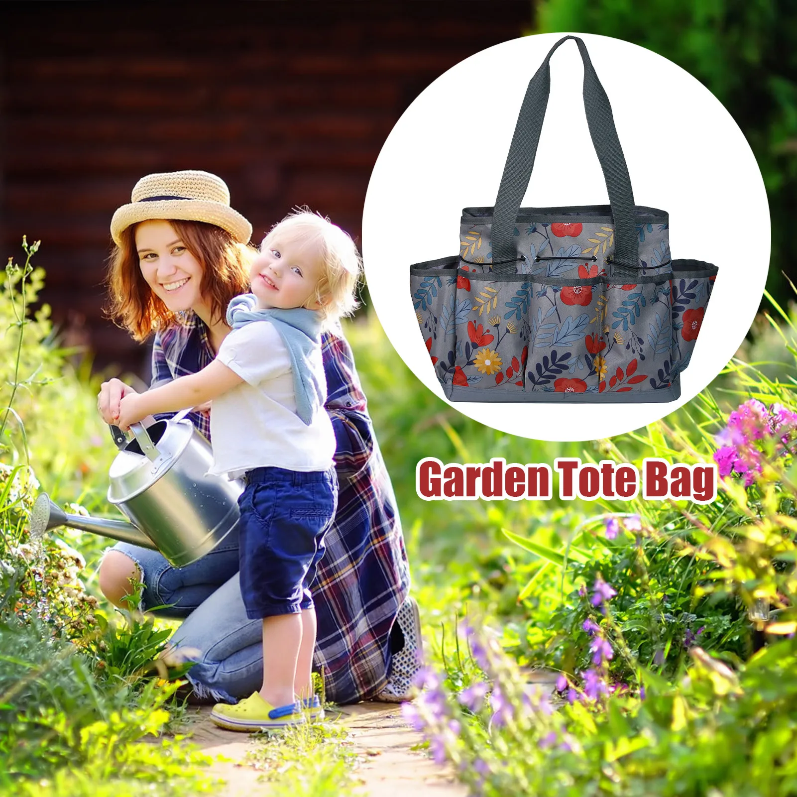 

Садовая сумка для инструментов из ткани Оксфорд, тяжелый держатель, большой Органайзер с цветочным рисунком для садовых растений