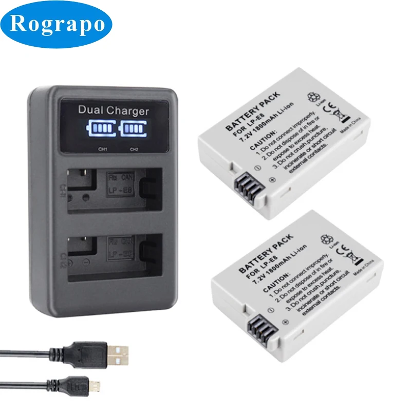 New 1800mah 7.4V LP-E8 LPE8 LP E8 Battery +LCD Dual Charger For Canon EOS 550D 600D 650D 700D X4 X5 X6i X7i T2i T3i Camera
New 1800mah 7.4V LP-E8 LPE8 LP E8 Battery +LCD Dual Charger For Canon EOS 550D 600D 650D 700D X4 X5 X6i X7i T2i T3i Camera