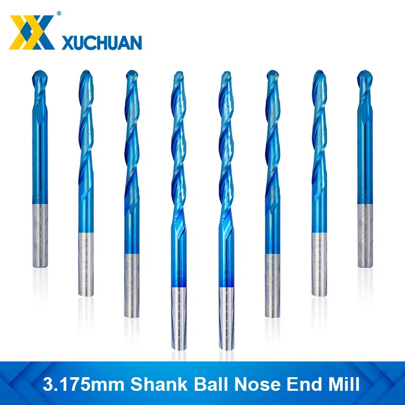 CNC Router Bits 3.175mm Shank Spiral Milling Cutter 2 Flute Carbide Ball Nose End Mill For Aluminum Metal Milling Tool
CNC Router Bits 3.175mm Shank Spiral Milling Cutter 2 Flute Carbide Ball Nose End Mill For Aluminum Metal Milling Tool
