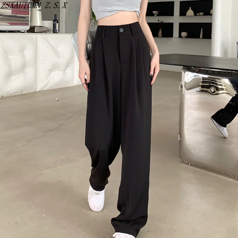 Summer Korean New Women's Suit Pants High Waist Wide Leg Straight Trouser Vintage Female Fashion Elegant Pleated Slacks Pantalon
Summer Korean New Women's Suit Pants High Waist Wide Leg Straight Trouser Vintage Female Fashion Elegant Pleated Slacks Pantalon