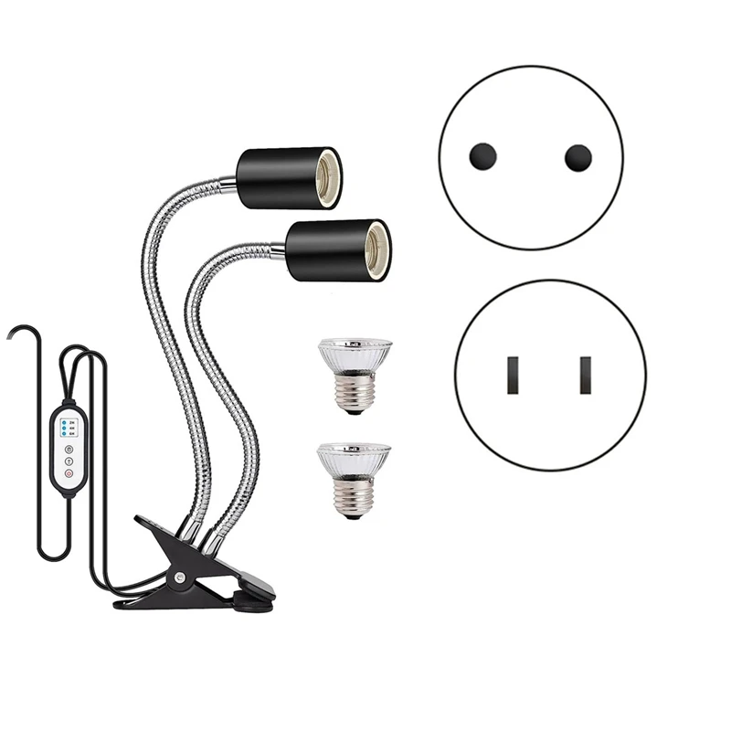 Reptile Heat Lamp, Double-Head Heat Lamp With Clamp,Reptile Light With Cycle Timer For Turtle, Bearded Dragon 
Reptile Heat Lamp, Double-Head Heat Lamp With Clamp,Reptile Light With Cycle Timer For Turtle, Bearded Dragon