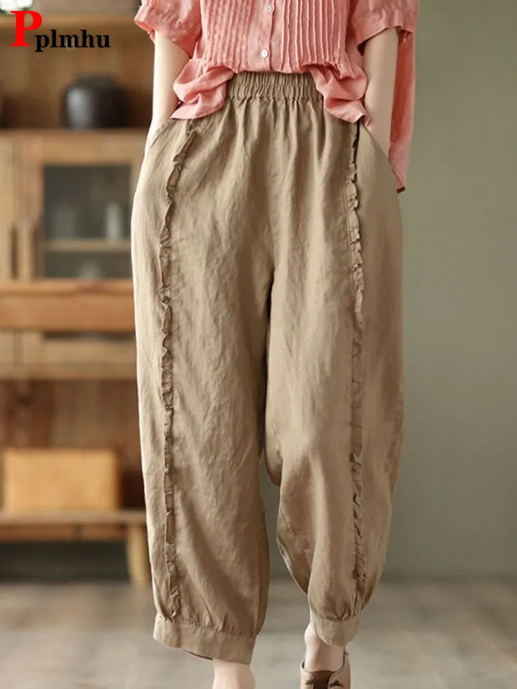 Винтажные мешковатые кружевные шаровары, повседневные хлопковые льняные шаровары с высокой талией, милые женские брюки до щиколотки для бега
Винтажные мешковатые кружевные шаровары, повседневные хлопковые льняные шаровары с высокой талией, милые женские брюки до щиколотки для бега