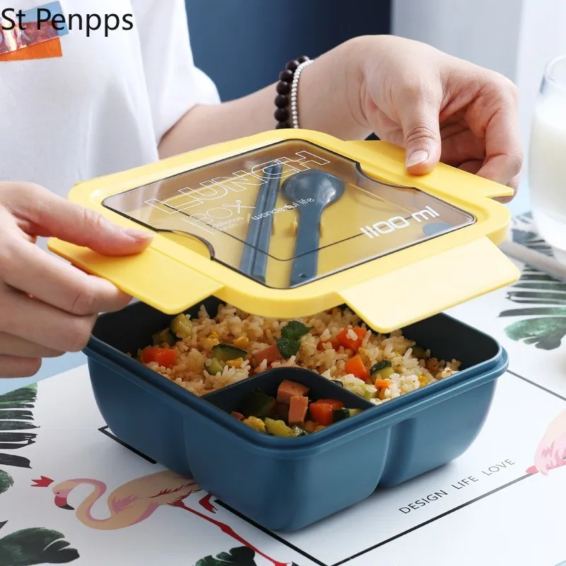 Lunch Box for Students and Office Workers with Tableware Can Be Heated By Microwave Oven Bento Lunch Box Snack Container 
Lunch Box for Students and Office Workers with Tableware Can Be Heated By Microwave Oven Bento Lunch Box Snack Container