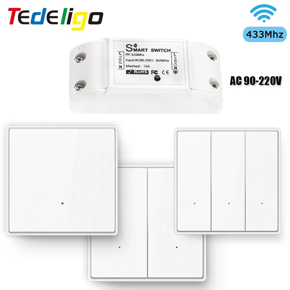433Mhz Wireless Smart Light Switch 86 panel Push Button Wall Switch On Off 110V 220V Relay Receiver Transmitter for LED Fan Lamp
433Mhz Wireless Smart Light Switch 86 panel Push Button Wall Switch On Off 110V 220V Relay Receiver Transmitter for LED Fan Lamp