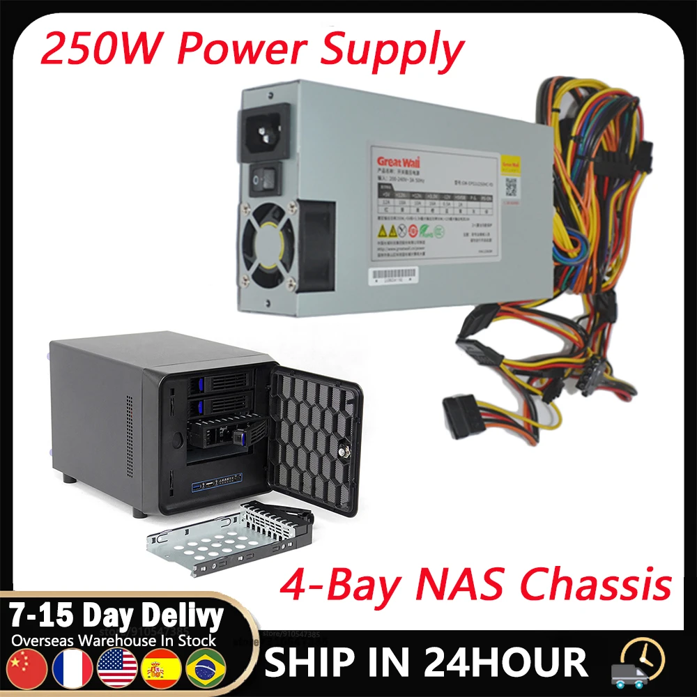 4-Bay NAS Chassis Hot-swappable Anti-electromagnetic EMI Home Server Network Storage Gaming Computer Case + 250W Power Supply
4-Bay NAS Chassis Hot-swappable Anti-electromagnetic EMI Home Server Network Storage Gaming Computer Case + 250W Power Supply