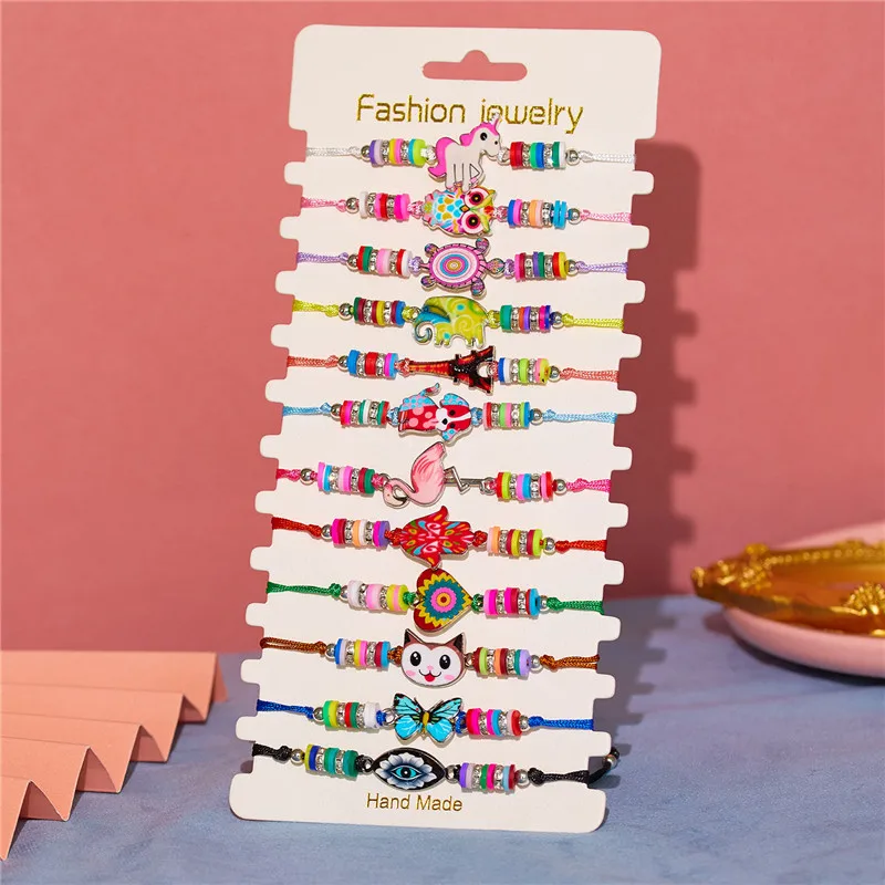 Boho 12pcs/lot Women Clay Bead Enamel Turtle Skull Animal Charms Bracelets Set Braided Adjustable Rope Chain Jewelry Mixed
Boho 12pcs/lot Women Clay Bead Enamel Turtle Skull Animal Charms Bracelets Set Braided Adjustable Rope Chain Jewelry Mixed