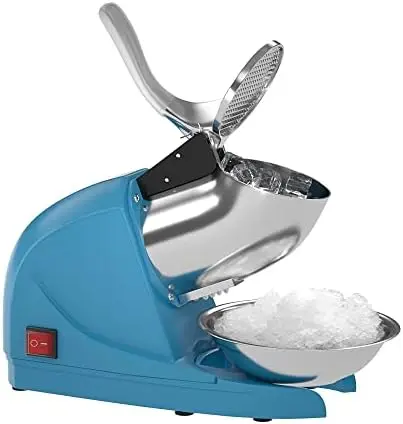 

Ice Shaver Prevent Splash Three Blades Snow Cone Maker Stainless Steel Shaved Ice Machine 286lbs/hr Home and Commercial Ice Cru