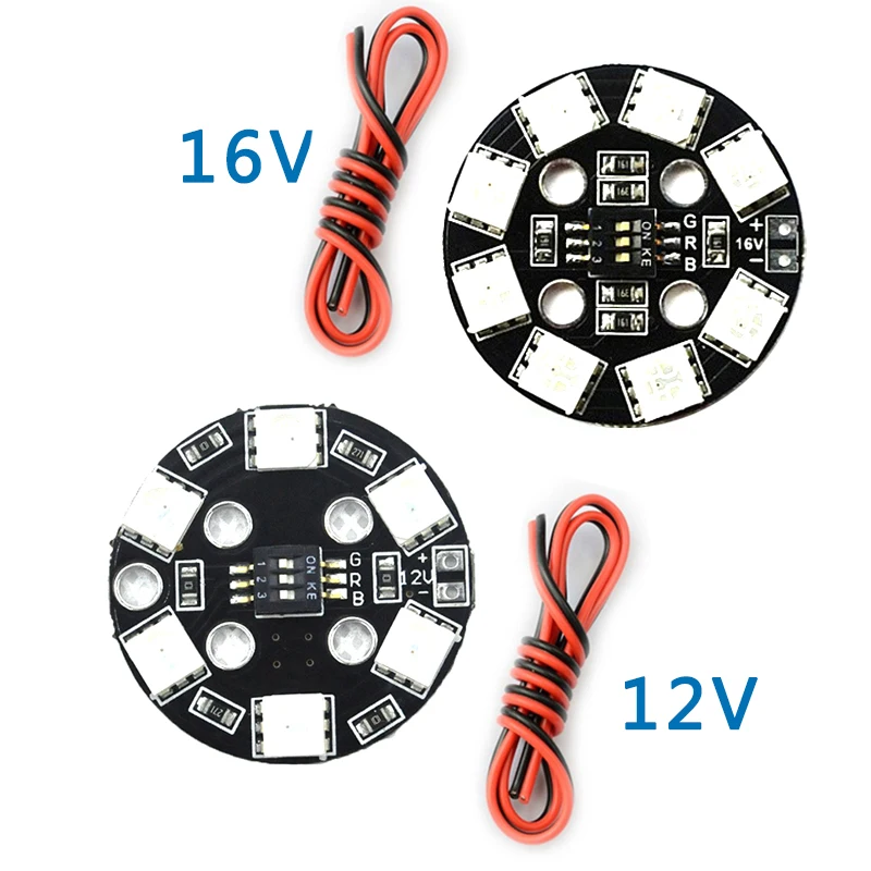 1pcs 12V/16V High-quality 7 Color RGB RGB5050 LED Round Circle Board 5050 X8/16V X6/12V for FPV RC Multicopter Drone
1pcs 12V/16V High-quality 7 Color RGB RGB5050 LED Round Circle Board 5050 X8/16V X6/12V for FPV RC Multicopter Drone