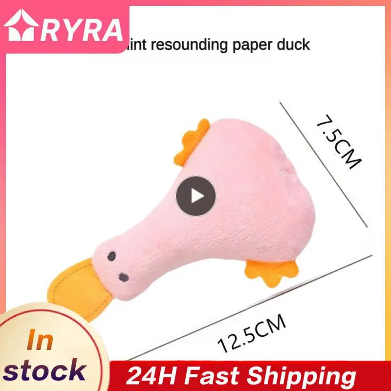 

Smooth Plush Toy With Catnip Duck Cat Toy Sound Paper Included Multiple Colors Stuffed Duck Feel Comfortable Plush Toy 10g Pet