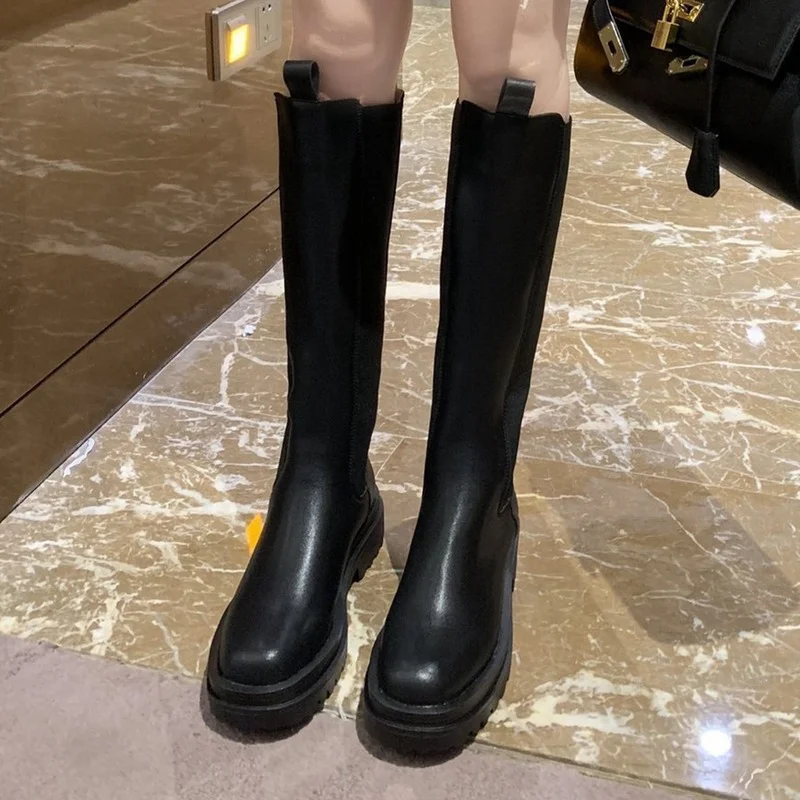 2022 Arrivals Slip on Knee High Boots Woman Shoes Platform Comfortable Black Spring Autumn Thicken Warm Boots Ladies Botas Mujer
2022 Arrivals Slip on Knee High Boots Woman Shoes Platform Comfortable Black Spring Autumn Thicken Warm Boots Ladies Botas Mujer