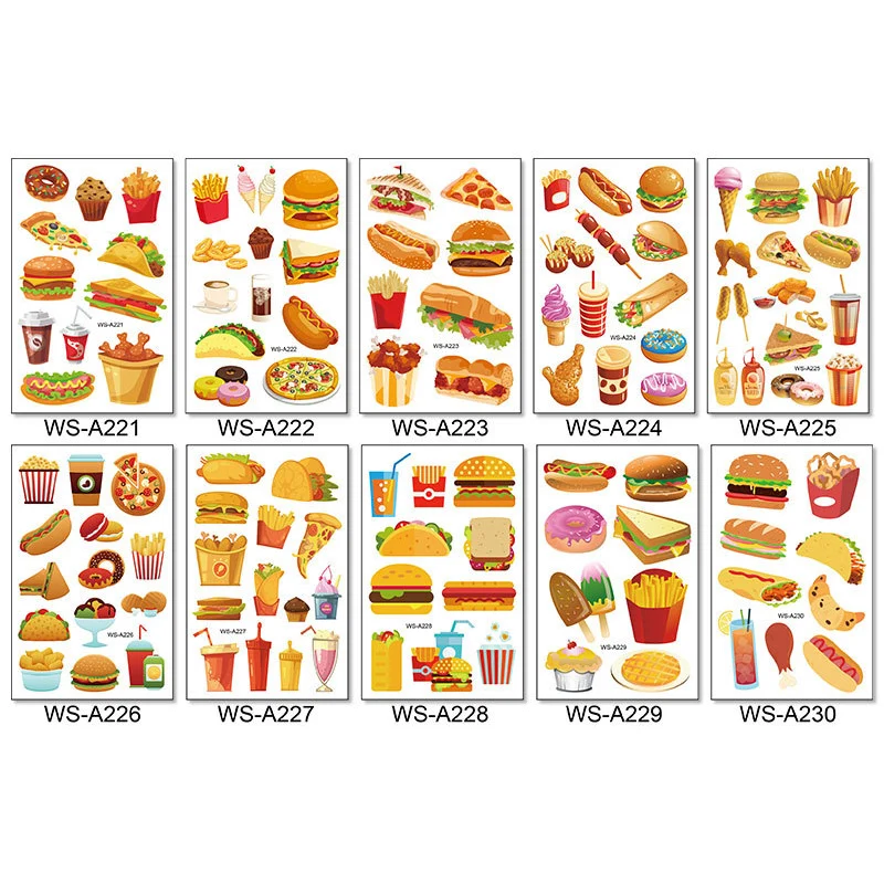 10Pcs Kids Tattoo Stickers Burger Fries Waterproof Men and Women Temporary Tattoo Pizza Tattoo Stickers for Kids 
10Pcs Kids Tattoo Stickers Burger Fries Waterproof Men and Women Temporary Tattoo Pizza Tattoo Stickers for Kids