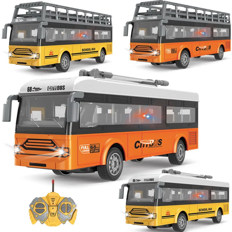 

1:30 Electric Wireless Remote Control Toy Car Lighting Simulation Double-decker Sightseeing Bus Open Doors Gifts for Children