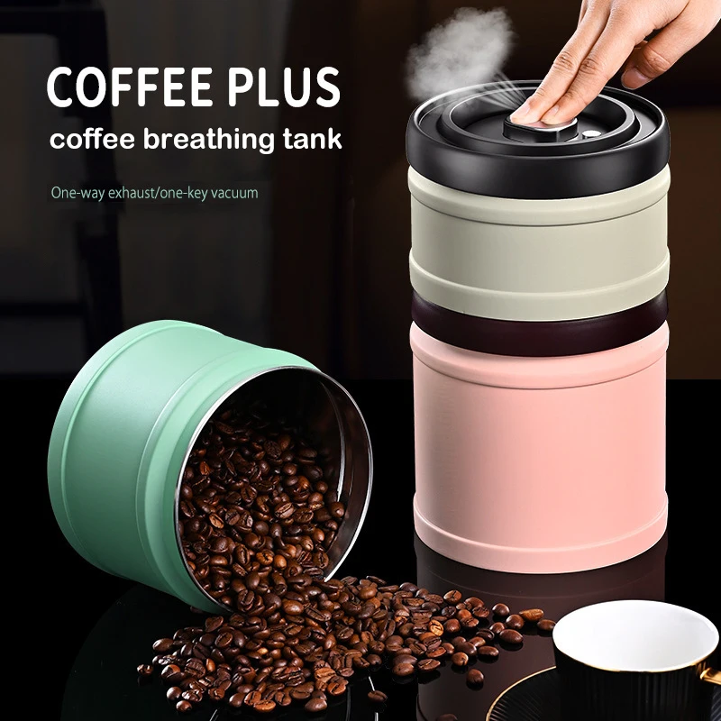 

Nordic Fresh-Keeping Tea Coffee Sealed Jar Press Vacuum Antioxidant Coarse Grains Stainless Steel Storage Jar Kitchen Organizers