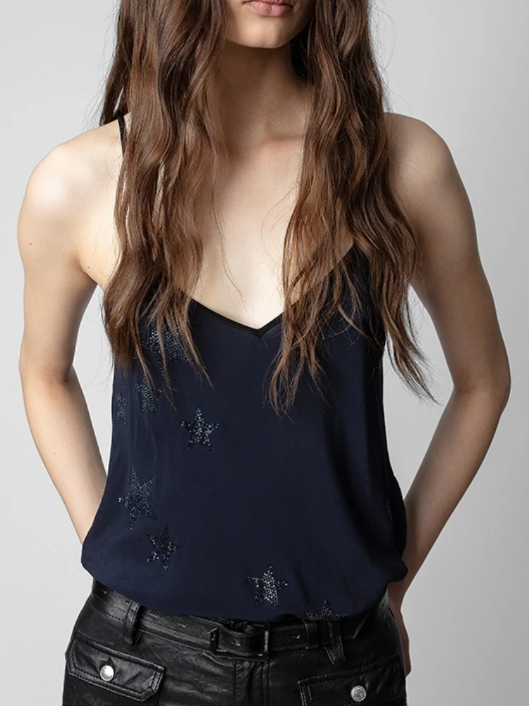 2022 Summer New V Neck Solid Color Star Pattern Camisole Women Casual Sleeveless Top
2022 Summer New V Neck Solid Color Star Pattern Camisole Women Casual Sleeveless Top