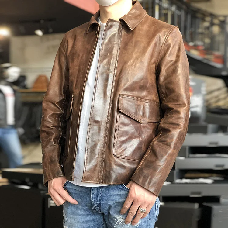 YR!Free shipping. Brown batik horsehide jacket,casual style leather clothes,Man Vintage genuine leather coat,High quality
YR!Free shipping. Brown batik horsehide jacket,casual style leather clothes,Man Vintage genuine leather coat,High quality