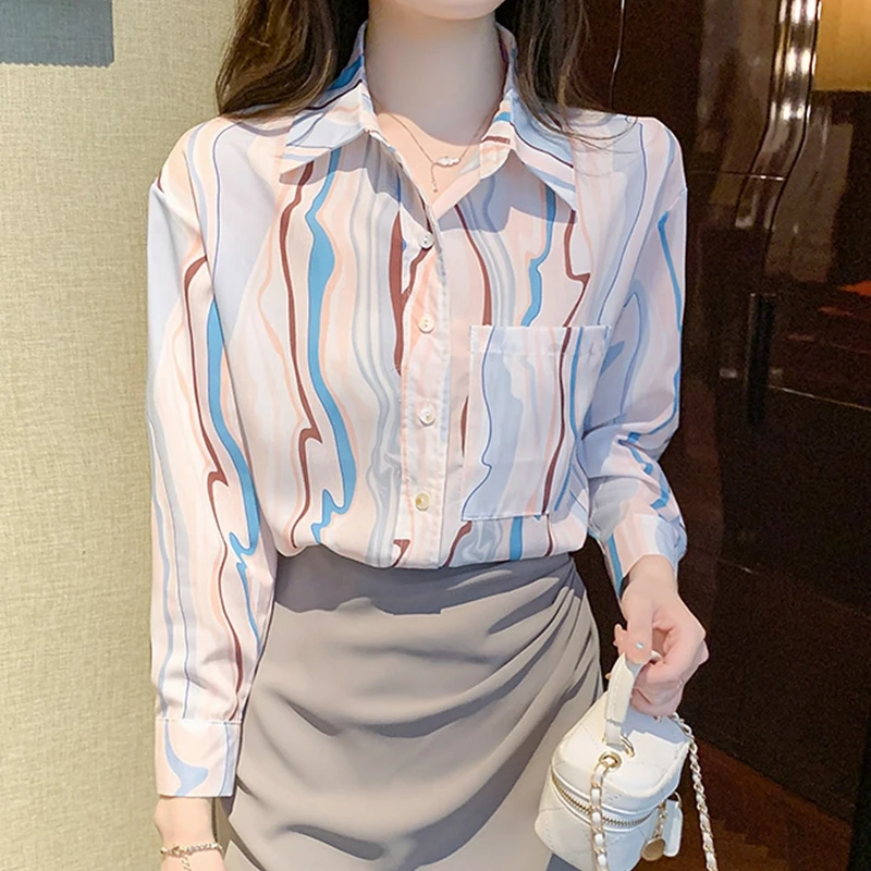 Fashion Striped Chiffon Women Shirt 2022 Spring New Office Lady Casual Long Sleeve Button Blouse Female
Fashion Striped Chiffon Women Shirt 2022 Spring New Office Lady Casual Long Sleeve Button Blouse Female