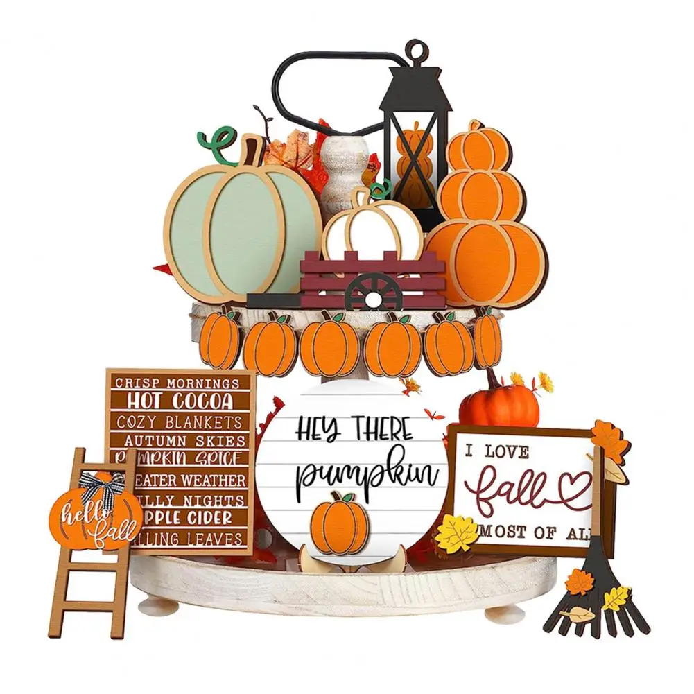 

Halloween Gift Charming Halloween Farmhouse Decor Rustic Tiered Tray Ornaments for Festive Carnival Party Arrangements Haunted