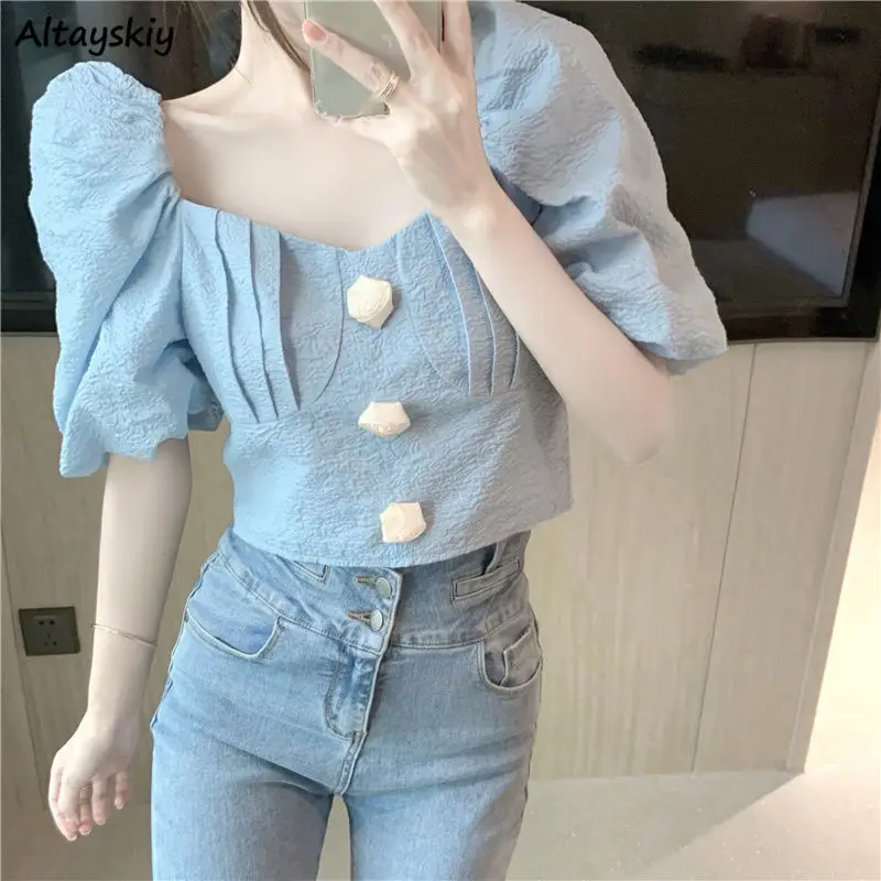 Blouses Women Basic Design Kawaii Students Ulzzang Chic Ins French Style Retro All-match Elegant Slim Mujer Летние Daily Sweet
Blouses Women Basic Design Kawaii Students Ulzzang Chic Ins French Style Retro All-match Elegant Slim Mujer Летние Daily Sweet