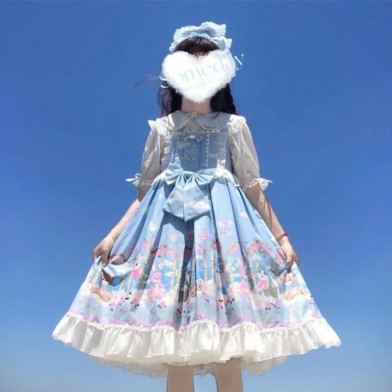 Summer Sweet Lolita JSK Dress Japanese Kawaii Bow Sailor Collar Cartoon Cat Penguin Print Lace Party Dresses Girls Cute Vestidos
Summer Sweet Lolita JSK Dress Japanese Kawaii Bow Sailor Collar Cartoon Cat Penguin Print Lace Party Dresses Girls Cute Vestidos