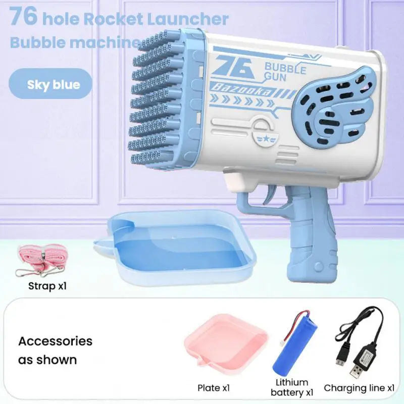 76-Hole Bubble Gun Rocket Launcher Bubble Machine Light Electric Automatic Bubble Machine Angel Rocket Boom Bubble Gun
76-Hole Bubble Gun Rocket Launcher Bubble Machine Light Electric Automatic Bubble Machine Angel Rocket Boom Bubble Gun