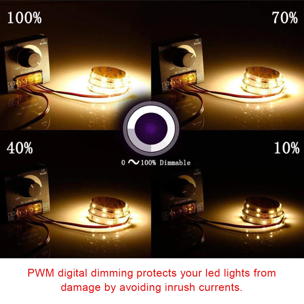 DC 12-24V Light Strip 0-100% Stepless Dimmer Indoor Outdoor Switch Brightness Adjustment Dimming Controller Lighting Accessories
DC 12-24V Light Strip 0-100% Stepless Dimmer Indoor Outdoor Switch Brightness Adjustment Dimming Controller Lighting Accessories