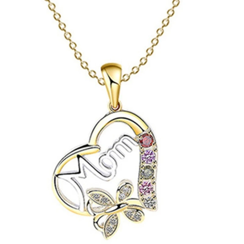 MOM Love Heart Butterfly Colorful Crystal Pendant Motherhood New Baby Disc Necklace Jewelry Gift for Mom Mother
MOM Love Heart Butterfly Colorful Crystal Pendant Motherhood New Baby Disc Necklace Jewelry Gift for Mom Mother