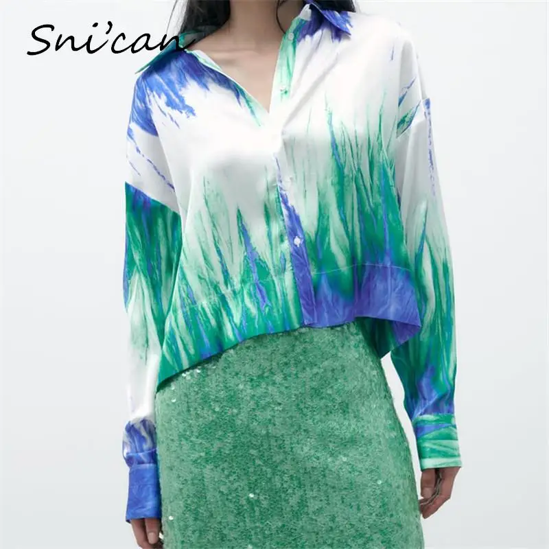 Blue Tie Dye Satin Women Blouse Fashion Spring Oversize Casual Chic Tops Outwear Short Elegant Office Ladies Shirts Blusas Mujer
Blue Tie Dye Satin Women Blouse Fashion Spring Oversize Casual Chic Tops Outwear Short Elegant Office Ladies Shirts Blusas Mujer