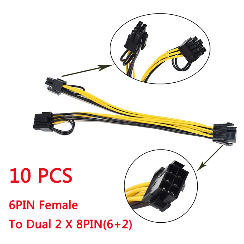 6pin 8pin PCI Express to dual PCIE 8 (6+2)pin power cable graphics card PCI-E GPU power data cable splitter
6pin 8pin PCI Express to dual PCIE 8 (6+2)pin power cable graphics card PCI-E GPU power data cable splitter