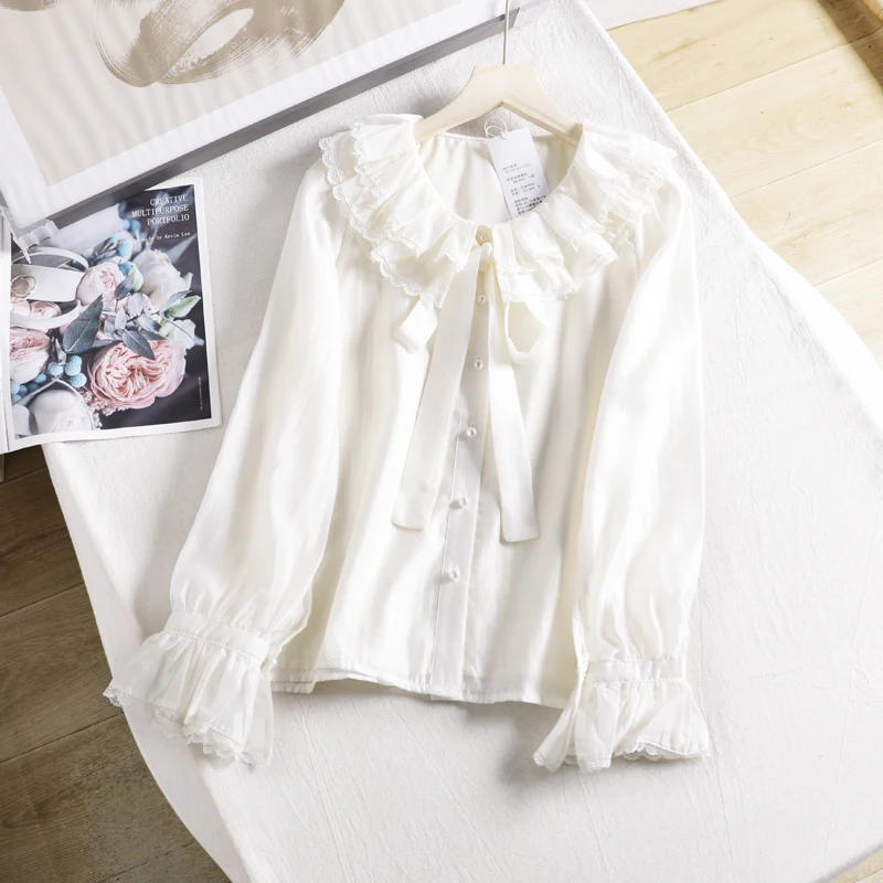 Korean Style White Bow Shirt Blouse Women's Spring Fashionable Age Reducing Shirt Bubble Sleeve Top
Korean Style White Bow Shirt Blouse Women's Spring Fashionable Age Reducing Shirt Bubble Sleeve Top