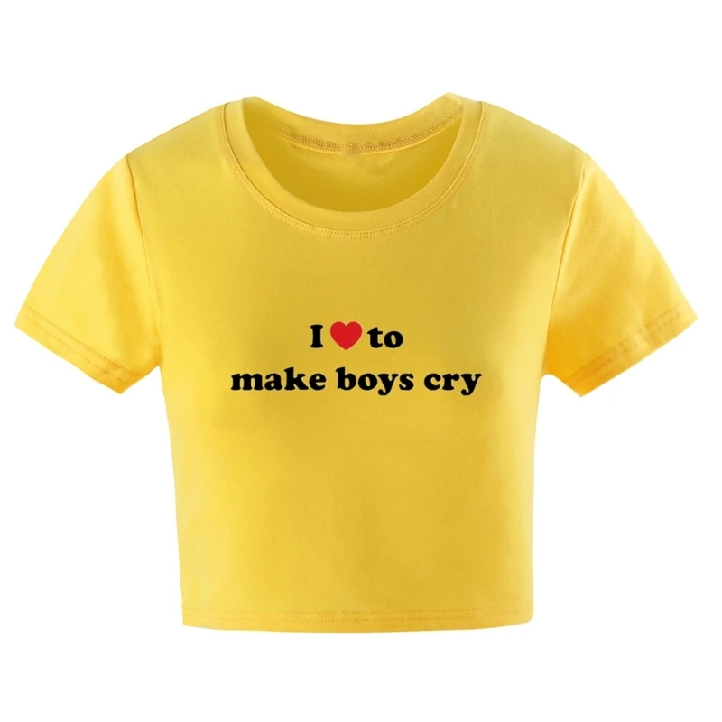 Women Harajuku Short Sleeve Crew Neck Skinny Crop Top Make Boys Cry Funny Letter Print Cute Heart Graphic 90s T-Shirts new item
Women Harajuku Short Sleeve Crew Neck Skinny Crop Top Make Boys Cry Funny Letter Print Cute Heart Graphic 90s T-Shirts new item