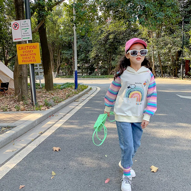 Teen Girls Clothing Set Cartoon Rainbow Hoodis Top with Striped Jeans Sets Kids Clothes Girls 10 To 12 Teenage Spring Outfits
Teen Girls Clothing Set Cartoon Rainbow Hoodis Top with Striped Jeans Sets Kids Clothes Girls 10 To 12 Teenage Spring Outfits