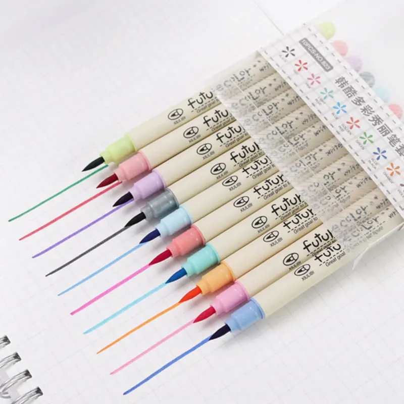 Набор кистей для ручек, 10 цветов/комплект, мягкий наконечник, каллиграфия, фломастеры для рисования
Набор кистей для ручек, 10 цветов/комплект, мягкий наконечник, каллиграфия, фломастеры для рисования