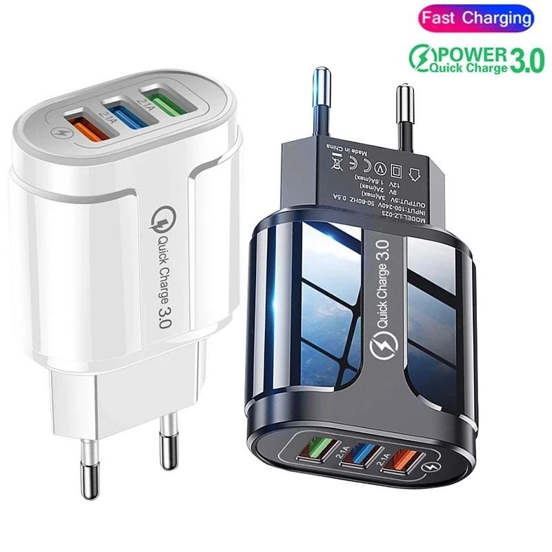 18W USB Charger QC 3.0 Fast Charge Wall Charge For iPhone 12 11 13 Samsung Xiaomi Mobile 3 Ports EU US Plug Travel Adapter
18W USB Charger QC 3.0 Fast Charge Wall Charge For iPhone 12 11 13 Samsung Xiaomi Mobile 3 Ports EU US Plug Travel Adapter