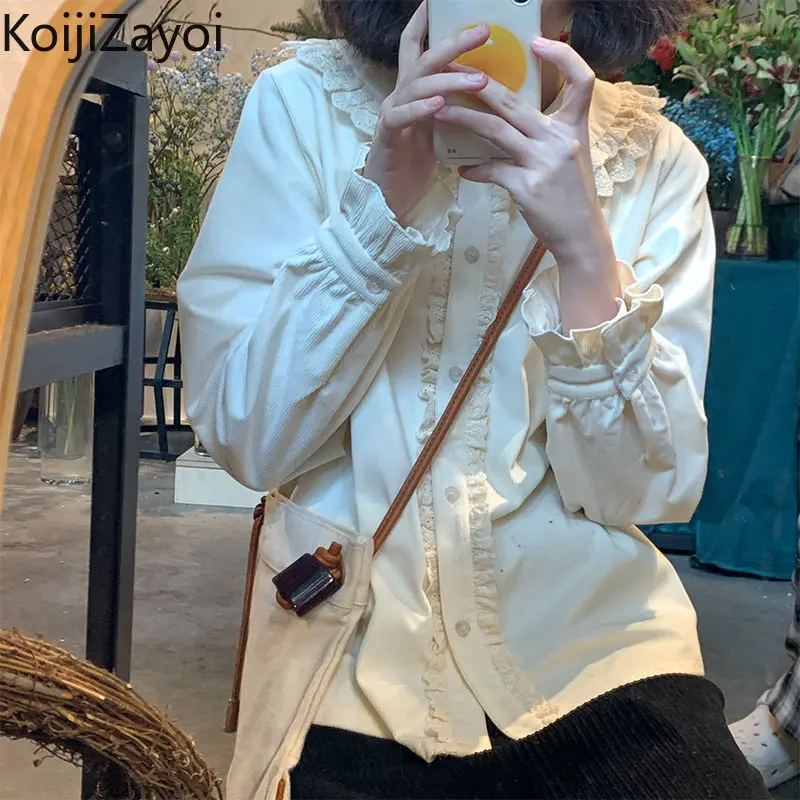 Koijizayoi Blouse And Tops Women College style Peter pan Collar White Shirt Loose All-match Long Sleeve Blusas Vintage Blouses
Koijizayoi Blouse And Tops Women College style Peter pan Collar White Shirt Loose All-match Long Sleeve Blusas Vintage Blouses