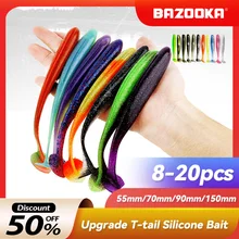 Bazooka Shad Worm Fishing Soft Lure Big Silicone Bait T Tail Easy Shiner Hook Wobbler Swimbait Pesca Trout Crap Pike Bass Winter
