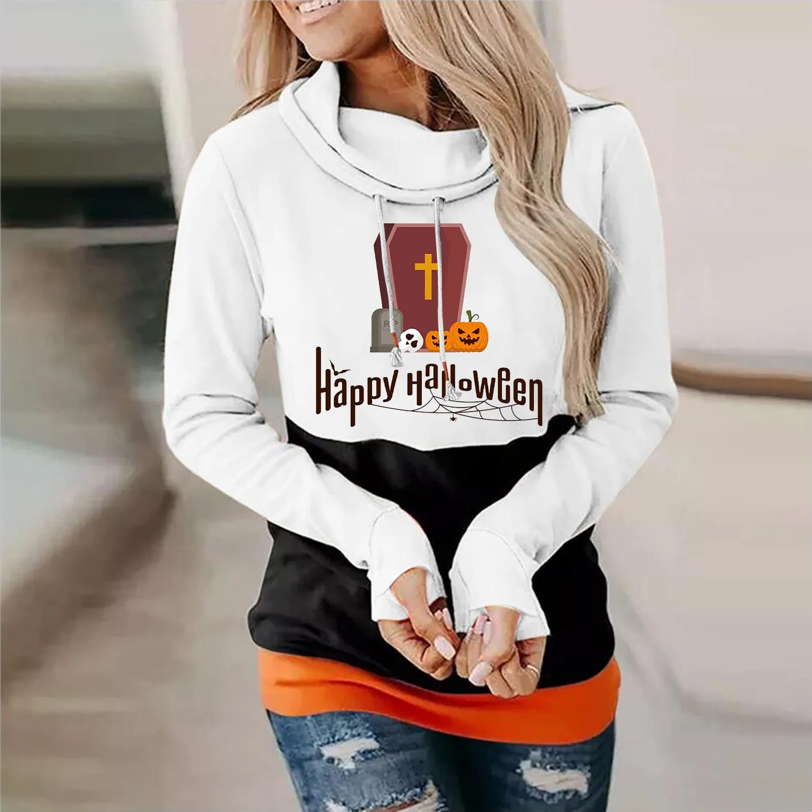 Women Halloween Printing Sweatshirt Casual Long Sleeve Hooded Loose Drawstring Hoodie Pullover Large Hoodie Womens
Women Halloween Printing Sweatshirt Casual Long Sleeve Hooded Loose Drawstring Hoodie Pullover Large Hoodie Womens