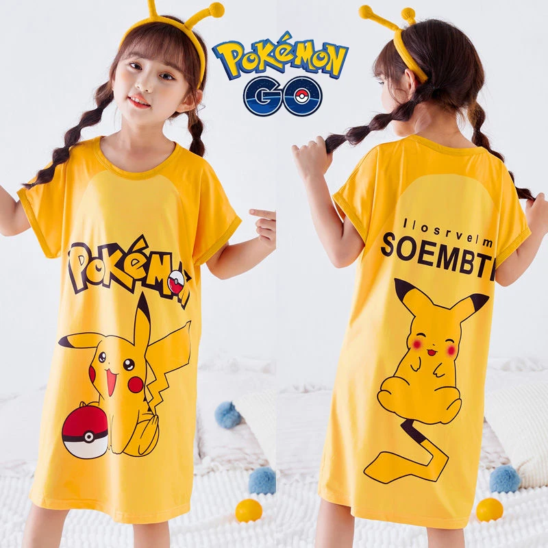 Pokemon Pikachu Girls Nightdress Kawaii Clothes Cartoon Anime Cute Pajamas Children's Home Clothes Cotton Pajamas Summer Dress
Pokemon Pikachu Girls Nightdress Kawaii Clothes Cartoon Anime Cute Pajamas Children's Home Clothes Cotton Pajamas Summer Dress