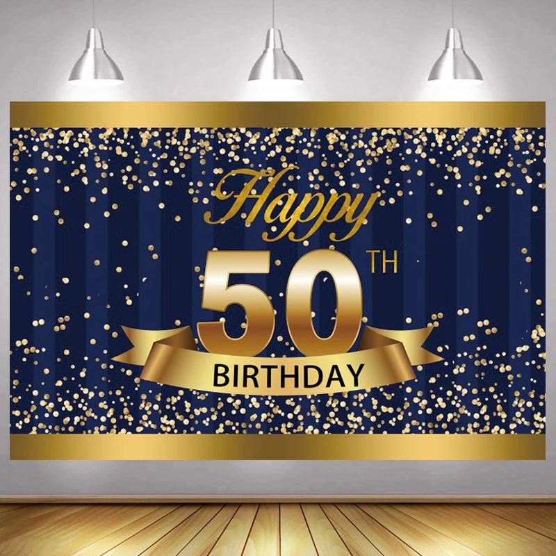 Blue Gold 50th Backdrop Women Men Happy Birthday Party Fifty Year Glitter Photography Background Adult Photographic Photo Banner
Blue Gold 50th Backdrop Women Men Happy Birthday Party Fifty Year Glitter Photography Background Adult Photographic Photo Banner