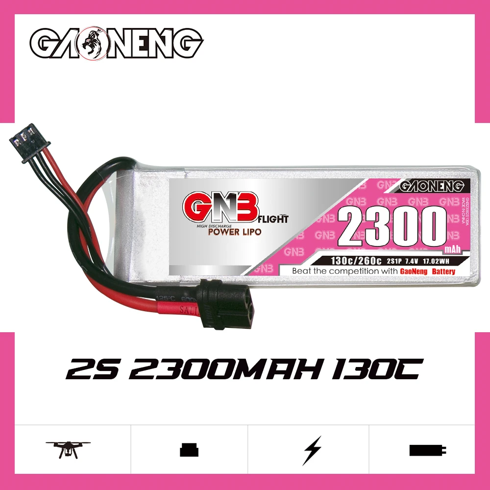 Аккумулятор Gaoneng GNB 2300 мАч 2S1P 7,4 В 130C/260C Lipo с разъемом XT60 для радиоуправляемого вертолета самолета FPV гоночного дрона
Аккумулятор Gaoneng GNB 2300 мАч 2S1P 7,4 В 130C/260C Lipo с разъемом XT60 для радиоуправляемого вертолета самолета FPV гоночного дрона